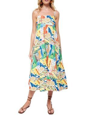 Women Boho Beach Flowy Dress Y2k Spaghetti Strap Sleeveless Smocked A-line Swing